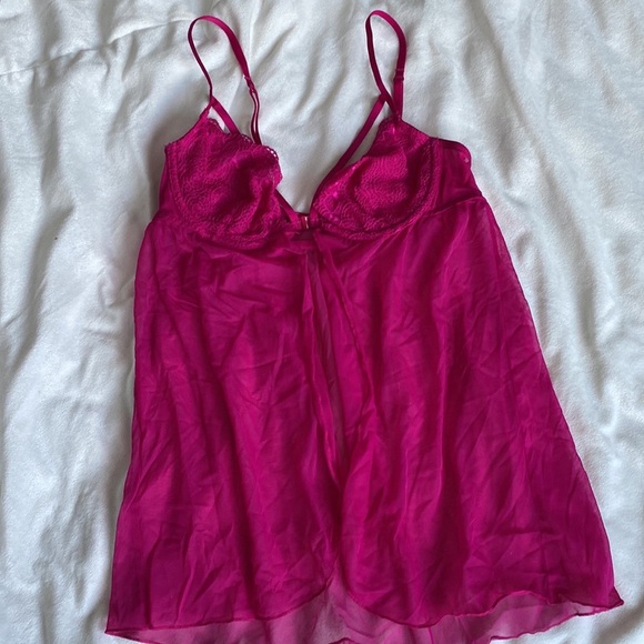 La Senza Magenta Babydoll & Thong Set – Size S | Luxe Lingerie | Mesh - Picture 2 of 7